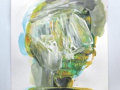 MAREK ORMANDÍK, BUSTA II., AKRYL NA PAPIERI,  42X30 CM, 900,- EUR