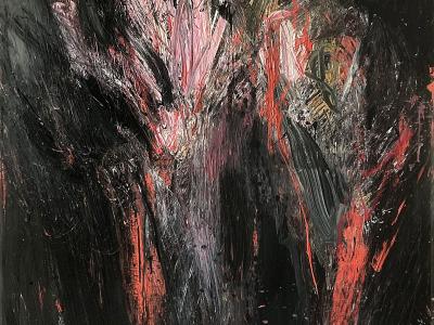 MAREK ORMANDÍK, ČIERNE KVETY, AKRYL NA PLÁTNE, 140X100 CM, 4.150,- EUR