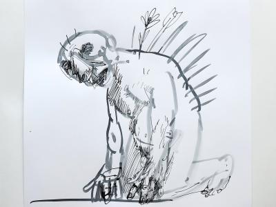 MAREK ORMANDÍK, NONSENSE XX., TUŠ (PIERKO) KRESBA NA PAPIERI + AKRYL, 30X30 CM, 420,- EUR