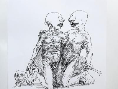 MAREK ORMANDÍK, NONSENSE IV., TUŠ (PIERKO) KRESBA NA PAPIERI, 30X30 CM, 420,- EUR