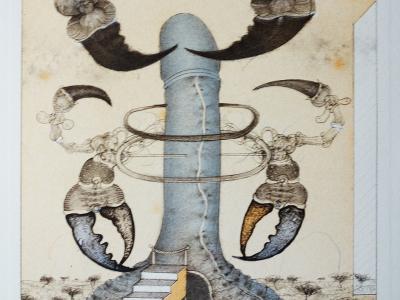 Vladimír Gažovič, Ex libris Wolfgang Burgmer, litografie 16 x 12 cm, 2004,nerámováno, sign.72/90, cena 220 EUR