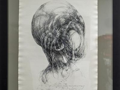 ĽUBO GUMAN, DE-GENERÁCIA IV., Klonovanie 05, tuš, ručný papier LOSYN, 2010-2024, 1800 EUR