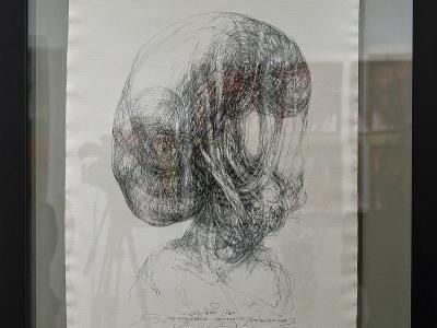 ĽUBO GUMAN, DE-GENERÁCIA IV., Klonovanie 07, tuš, ručný papier LOSYN, 2010-2024, 1800 EUR