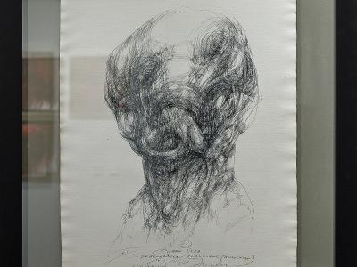 ĽUBO GUMAN, DE-GENERÁCIA IV., Klonovanie 08, tuš, ručný papier LOSYN, 2010-2024, 1800 EUR