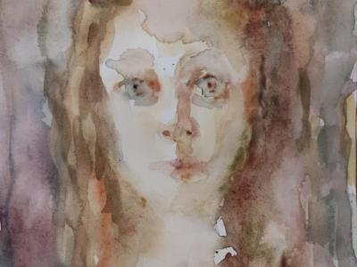 Portrait of young woman 02,  watercolor and pencil on paper, 31x23cm, 150 EUR