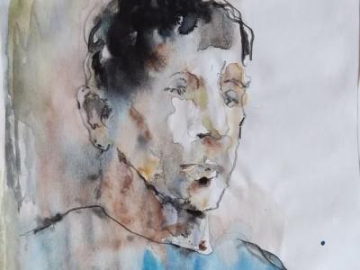 Portrét, akvarel na papieri, 24x18 cm, 120 EUR