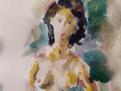 Nude 10,  watercolor, pencil on paper, 23x16 cm, 135 EUR