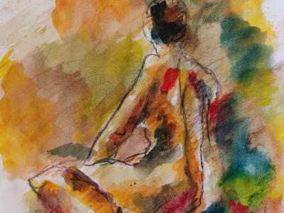 Akt, akvarel, ceruza na papieri, 29x21 cm, 150 EUR