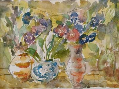 Flowers 03, akvarel, ceruzka na papieri, 21x34 cm, 2024, 140 EUR