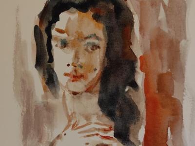 PORTRAIT 2, akvarel na papieri, 18x16 cm, 100 EUR