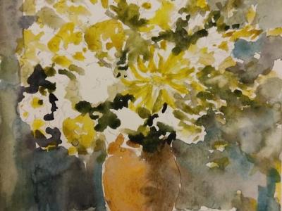 Wildflowers, akvarel, ceruzka na papieri, 29x21 cm, 2024, 140 EUR