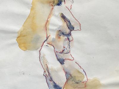 Nude 03, watercolor, pencil on paper, 16x21 cm, 80 EUR