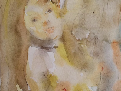 NUDE, akvarel na papieri, 20x16 cm, 120 EUR