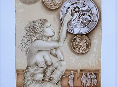 Strážcovia času, 48 x 33 cm /v ráme 73 x 51 cm/ 150 EUR 