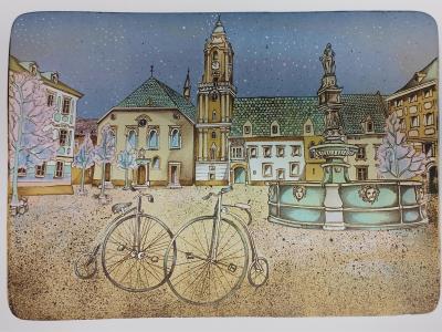 Rande v Bratislave , rozmer 40 x 30 cm 2024 -5 farebná litografia, 160 EUR