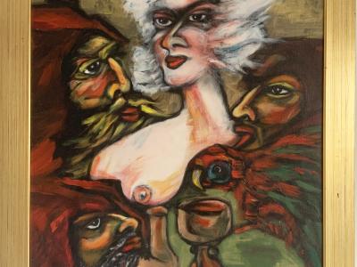 LEO BEDNÁRIK, SUSANNE NACH DEM BAD, olej na doske rámovaný, 50 x 60 cm, 850 EUR