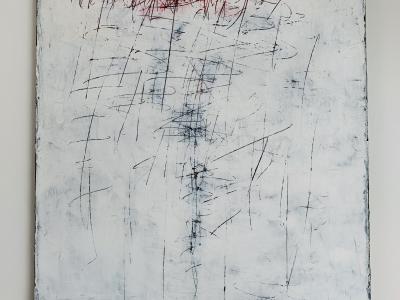 Jan Svoboda,  Červené a černé čáry, olej na plátne, 50x60 cm, 960 EUR