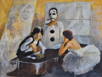 Milan Herenyi, Pierot, piano, balet, 90x70 cm,  maľba na plátne, 1250 EUR