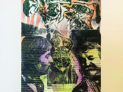 Marián Komáček, Divadlo za oponou, lito, 32x46 cm, 400 Eur