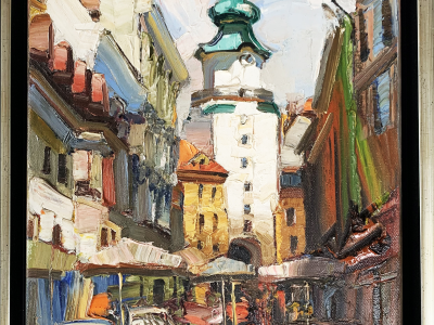 Mykola Bodnar, Bratislava Michalská 1, olej na plátne, 35x48 cm, 380 EUR
