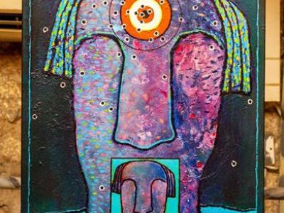 Jaro Jelenek, Terč, maľba na plátne, 40x50 cm