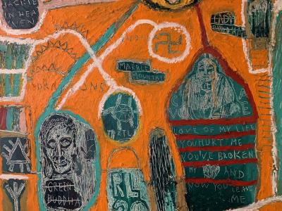 Roman Lazar, JACKIE IN HEAVEN 2020,  50 x 50 cm, kombinovaná technika, 800€