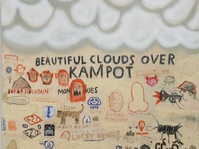Roman Lazar, BEATIFUL CLOUDS over KAMPOT,  100 x 100 cm, kombinovaná technika, 1400€