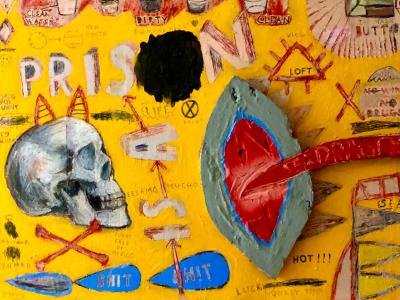 Roman Lazar, YOUR MIND IS A PRISON 90x90 Kombinovaná technika 1200€